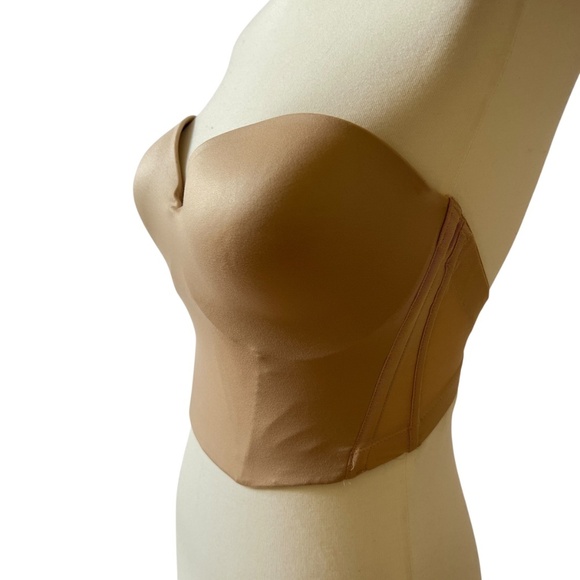 B. TEMPT’D WACOAL STRAPLESS BRA NUDE BEIGE 34DD LINGERIE MODERN SILICONE - Picture 3 of 13